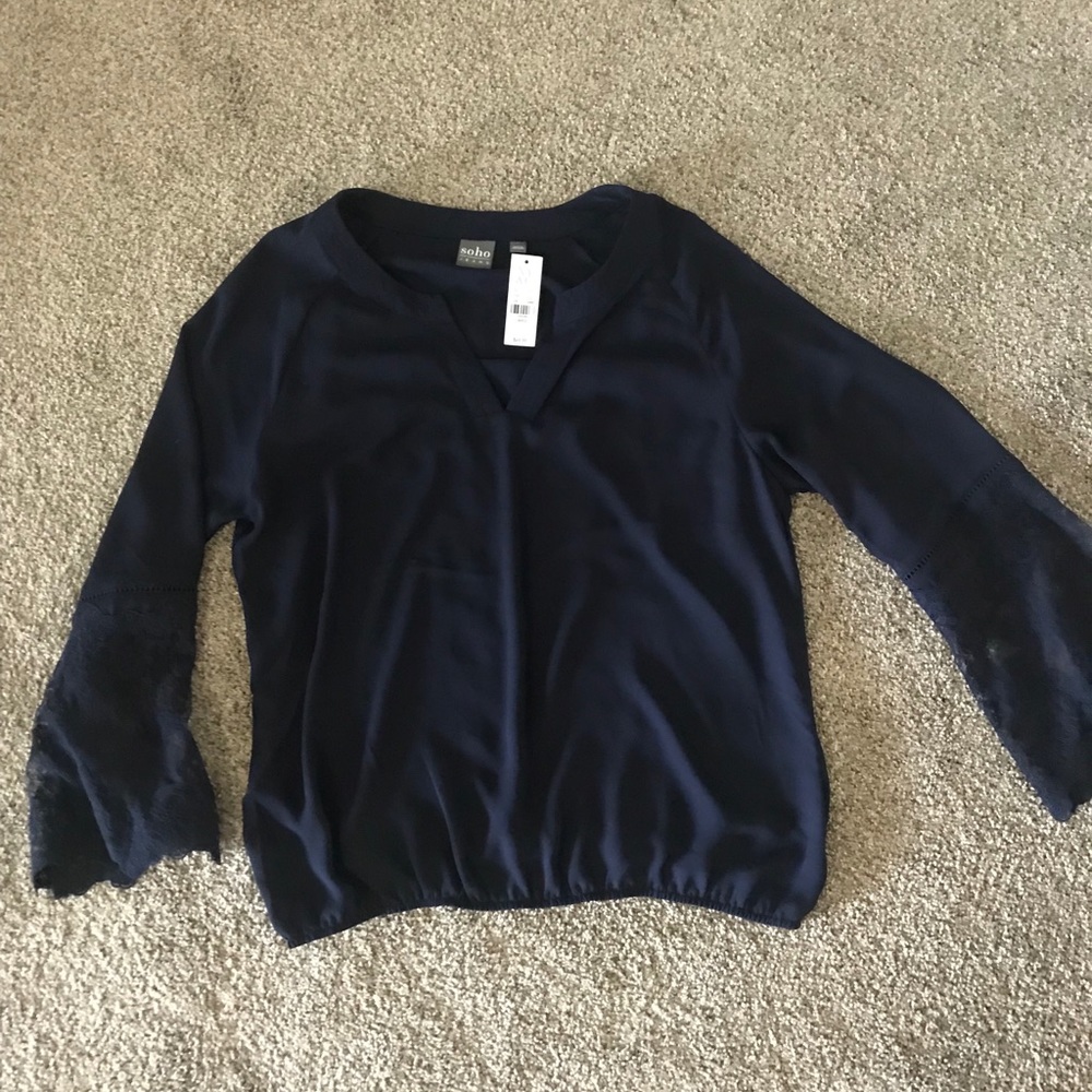 Beautiful FALL STAPLE 🍂 NWT SOHO Navy Blue Blouse